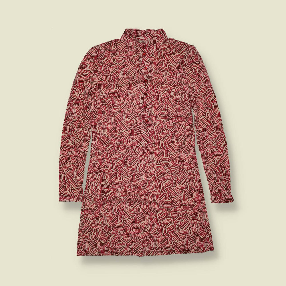 1970s | TGL Sweden | Abstract Wave Print Cotton Blend Shirt Dress - Deadstock - 8