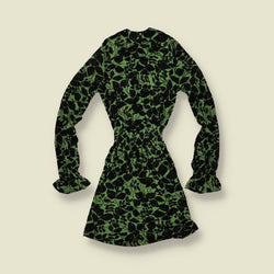 1970s | TGL Sweden | Green & Black Floral Print Acetate Mini Dress - Deadstock - 6
