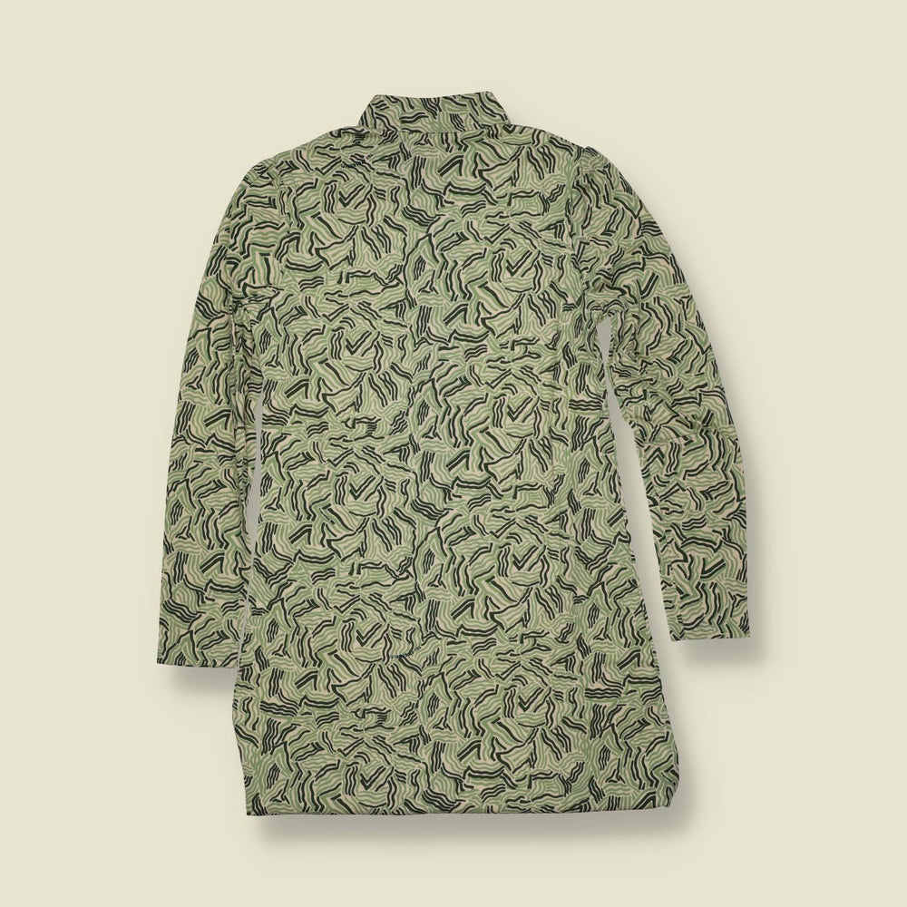1970s | TGL Sweden | Abstract Wave Print Cotton Shirt Dress - Deadstock - 8
