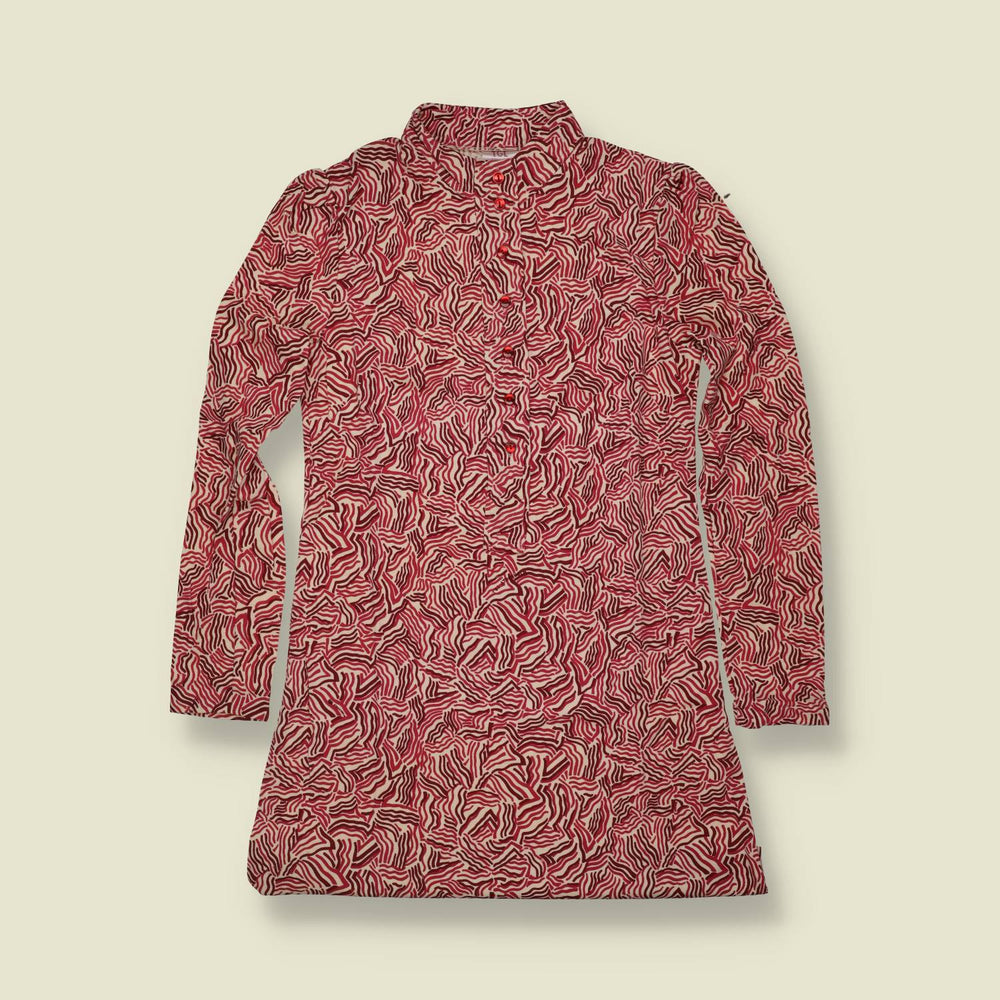 1970s | TGL Sweden | Abstract Wave Print Cotton Blend Shirt Dress - Deadstock - 10