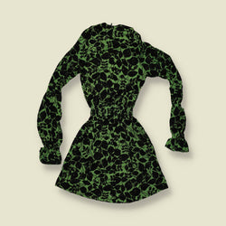 1970s | TGL Sweden | Green & Black Floral Print Acetate Mini Dress - Deadstock - 2