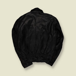 1980s | Damen Leathers | Heavyweight Leather Biker Jacket - Black - L