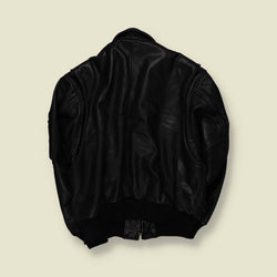 1980s | Leonard's Boutique | Heavyweight Leather Flight Jacket - Black - XL