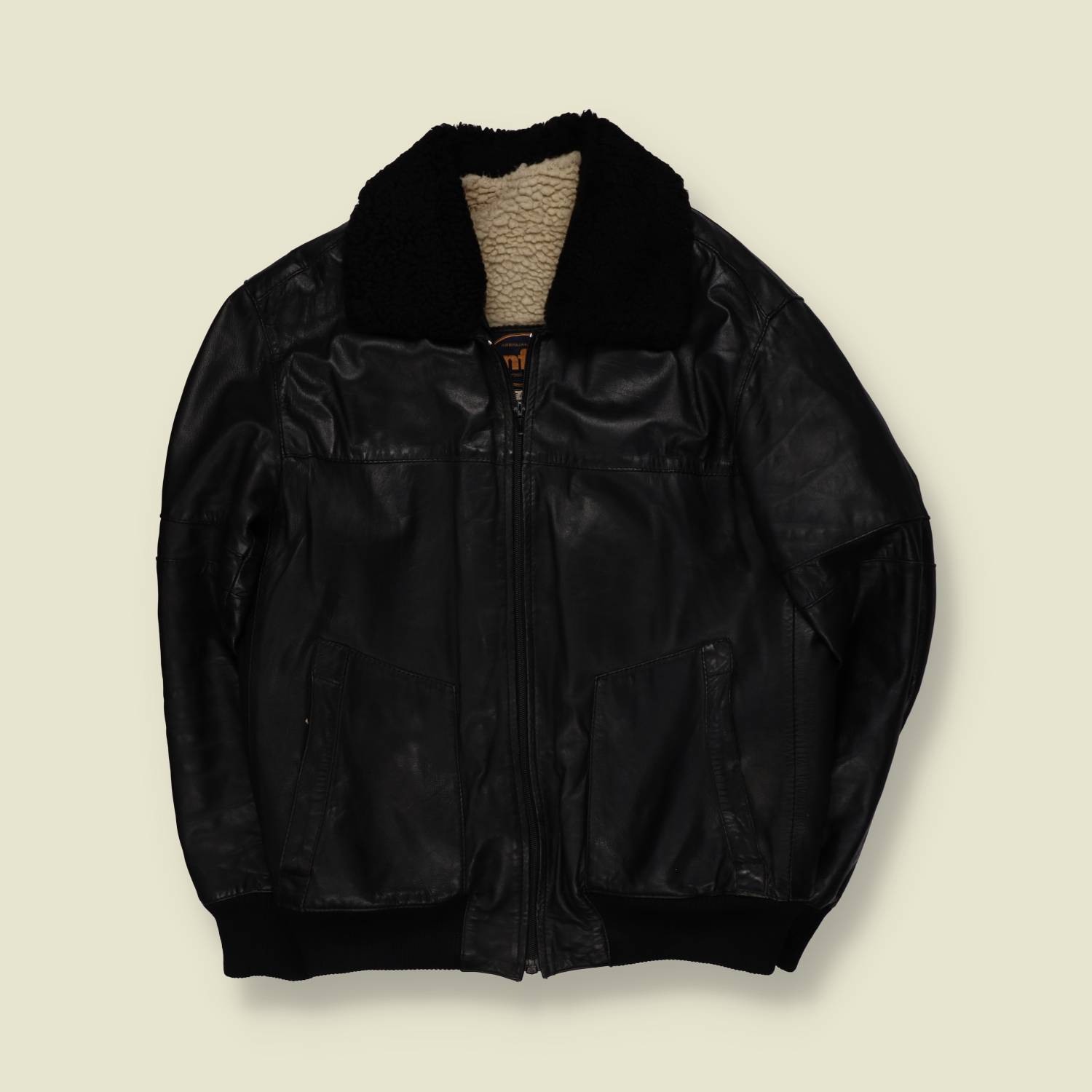 1980s | Anfor | Leather Flight Jacket - Black - Made in Italy - M