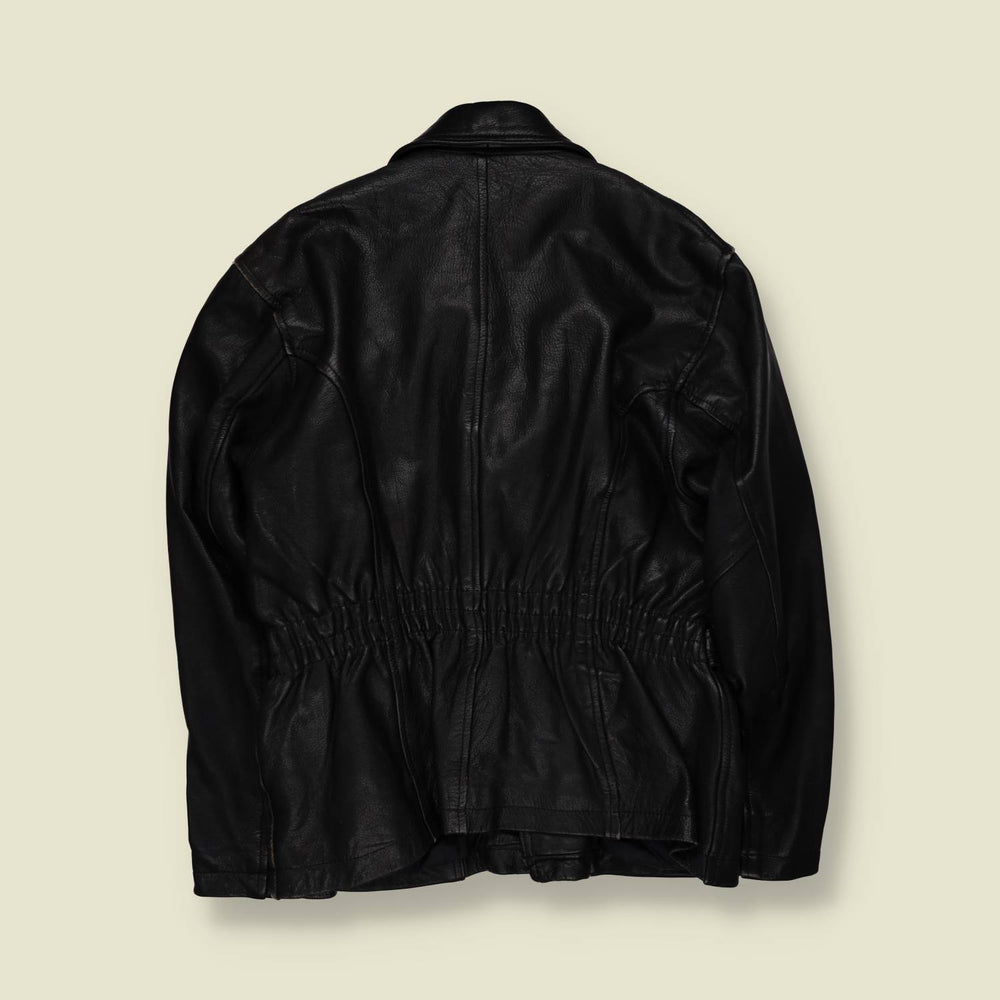 1980s | Heavyweight Leather Biker Jacket - Black - XS