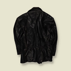 1980s | Heavyweight Leather Biker Jacket - Black - S