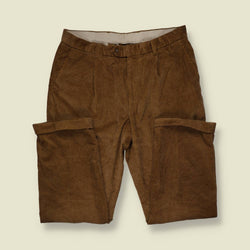 1980s | Marks & Spencer | Pleated Corduroy Trousers - Tan - w38