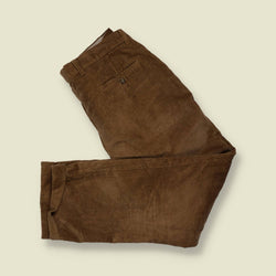 1980s | Marks & Spencer | Pleated Corduroy Trousers - Tan - w38