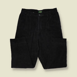 1980s | Green Leaves | Corduroy Trousers - Black - w33