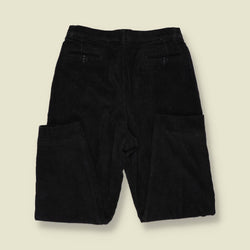 1980s | Green Leaves | Corduroy Trousers - Black - w33