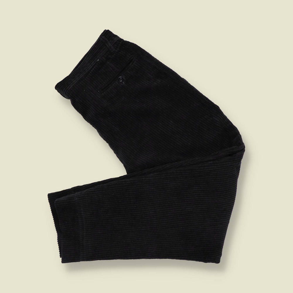 1980s | Green Leaves | Corduroy Trousers - Black - w33