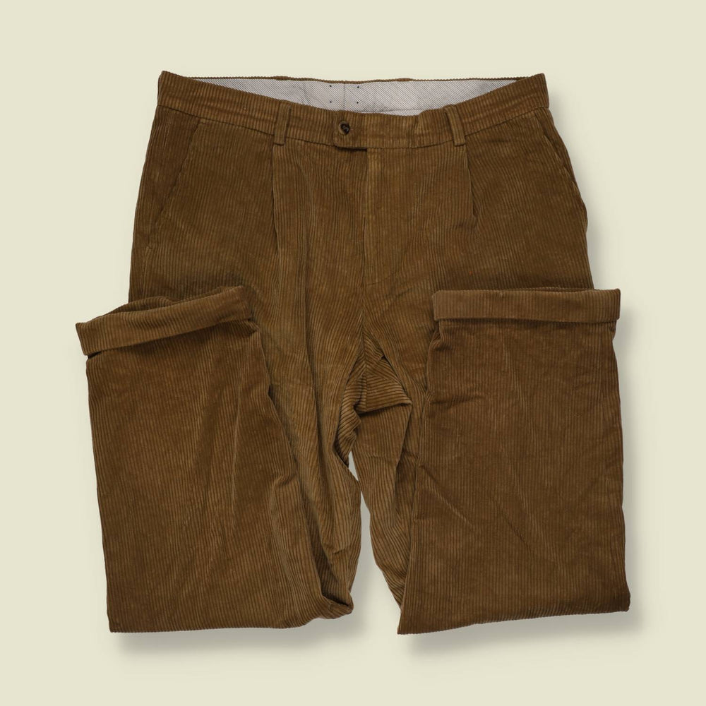 1990s | Bogner | Pleated Corduroy Trousers - Tan - w38