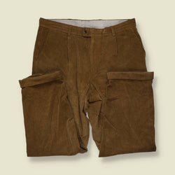 1990s | Bogner | Pleated Corduroy Trousers - Tan - w38