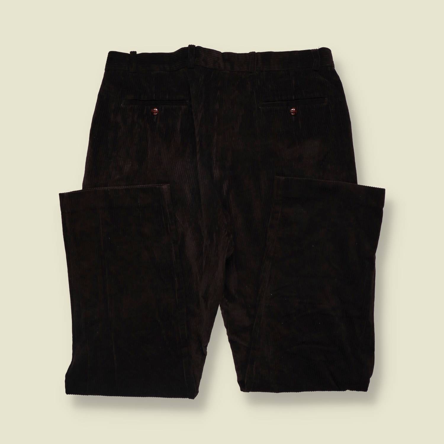 1990s | Wolsey | Pleated Corduroy Trousers - Black - w38