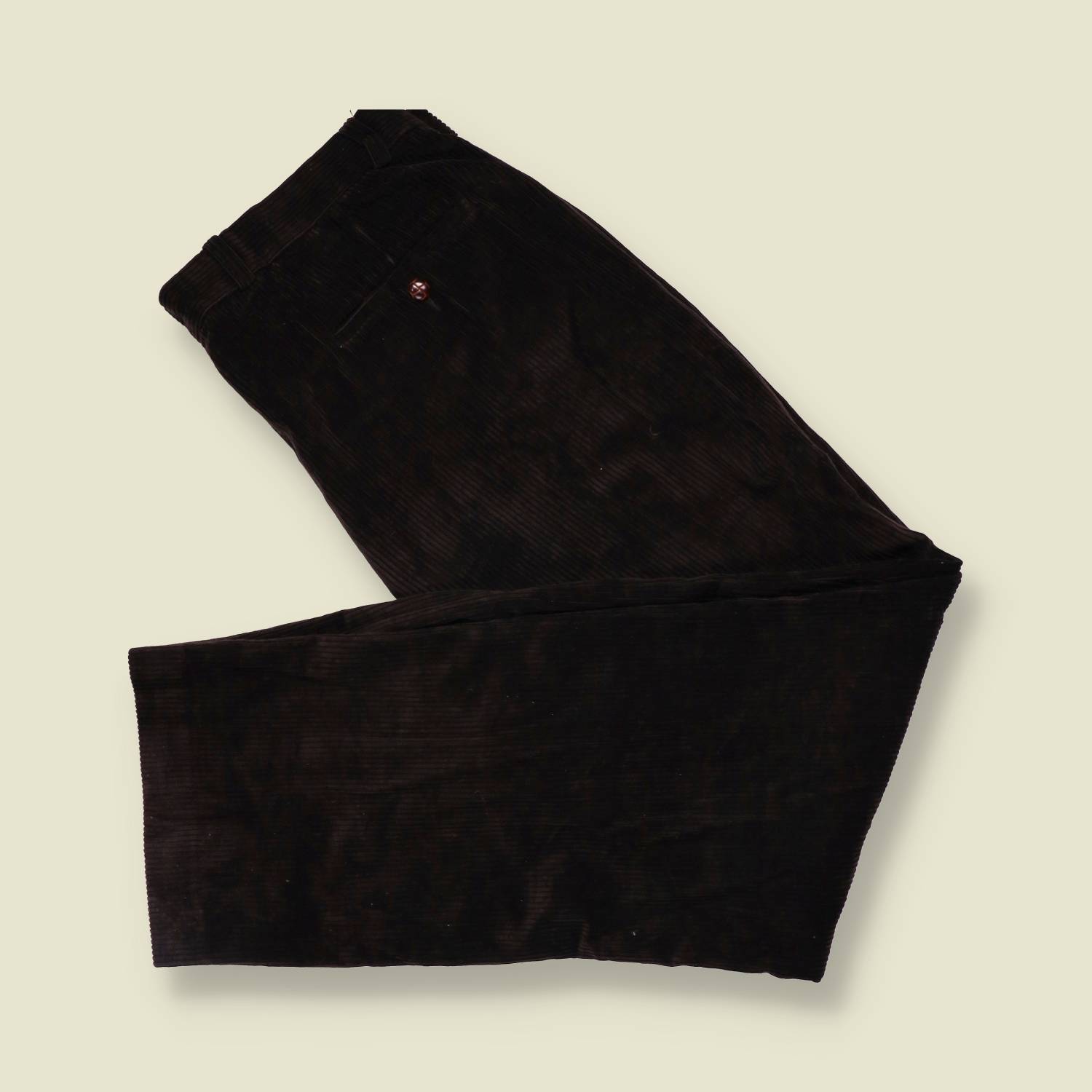 1990s | Wolsey | Pleated Corduroy Trousers - Black - w38