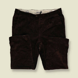1990s | Walbusch | Pleated Corduroy Trousers - Dark Brown - w40