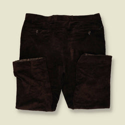 1990s | Walbusch | Pleated Corduroy Trousers - Dark Brown - w40
