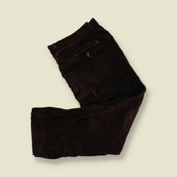 1990s | Walbusch | Pleated Corduroy Trousers - Dark Brown - w40