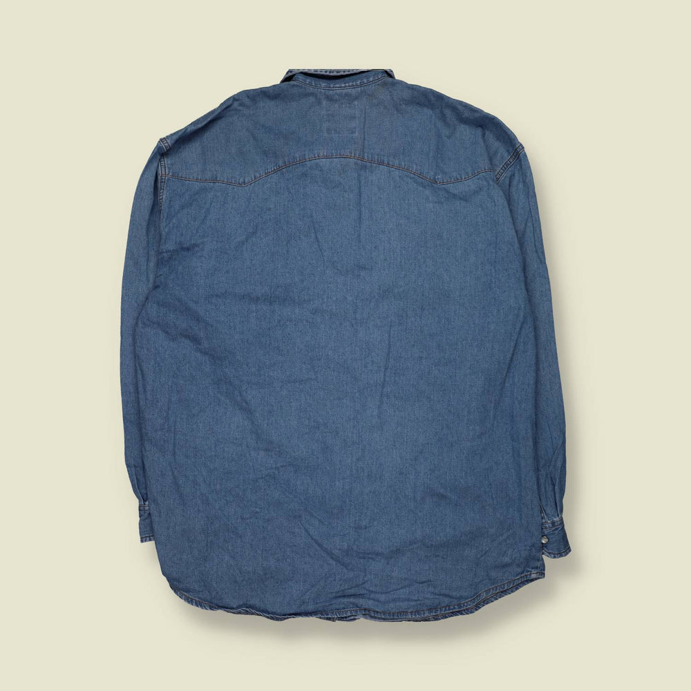 1990s | Canoe | Long Sleeve Denim Western Shirt | Indigo - XL