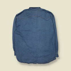 1990s | Canoe | Long Sleeve Denim Western Shirt | Indigo - XL