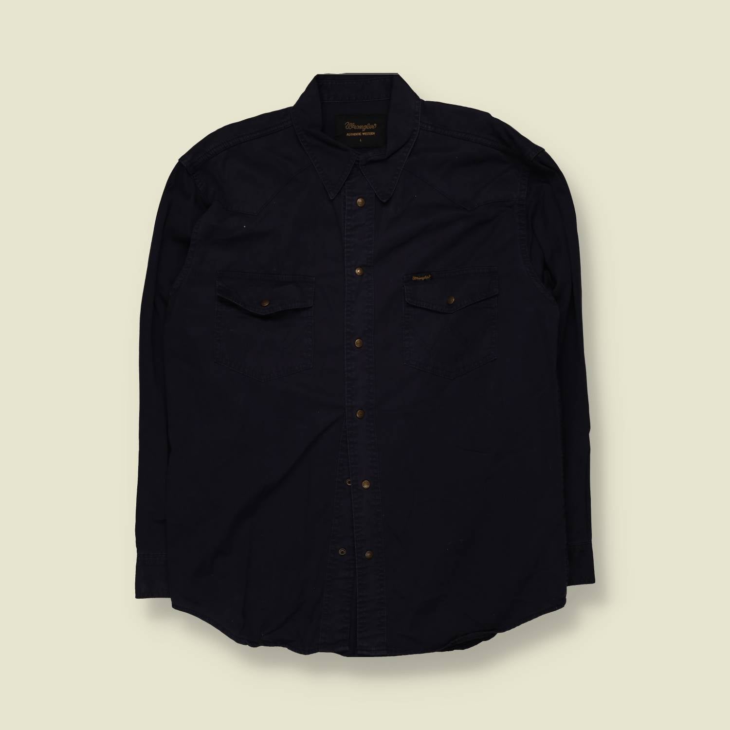 1990s | Wrangler | Authentic Western Shirt | Navy - XXL