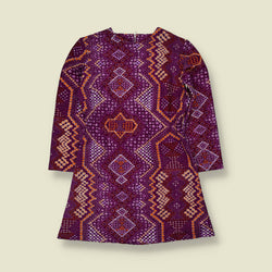 1970s | Purple & Orange Geometric Print Mini Dress - 14