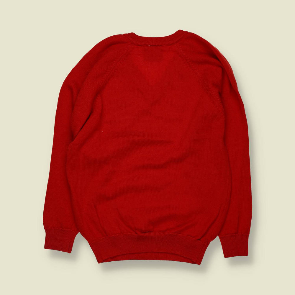 1970s | Red New Wool V-Neck Jumper - Made in New Zealand - 10
