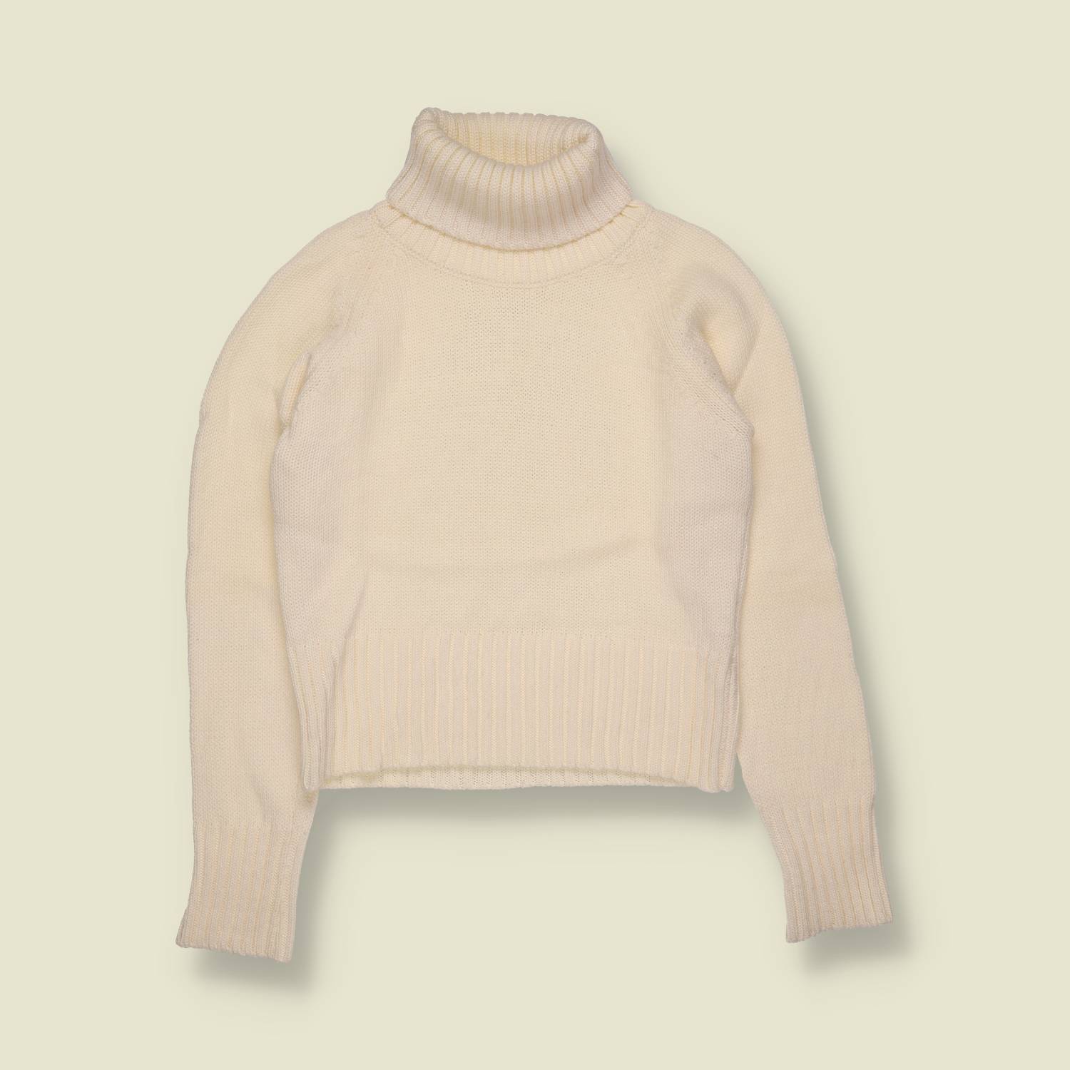 1990s | Cream Chunky Knit Roll Neck Jumper - 4