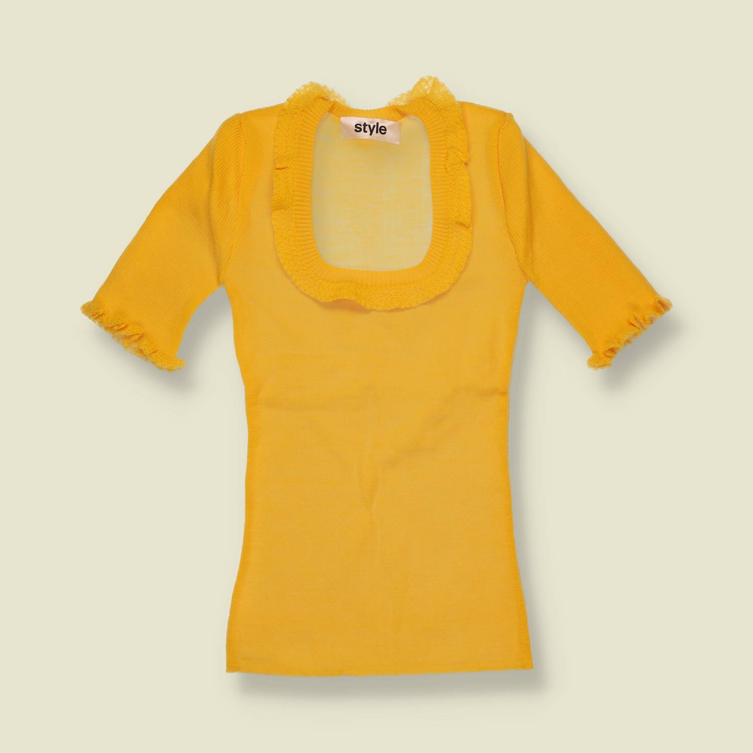 1970s | Style | Mustard Frill Trim Knit Top - Deadstock - 0