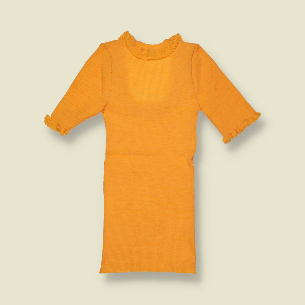 1970s | Style | Orange Frill Trim Knit Top - Deadstock - 0