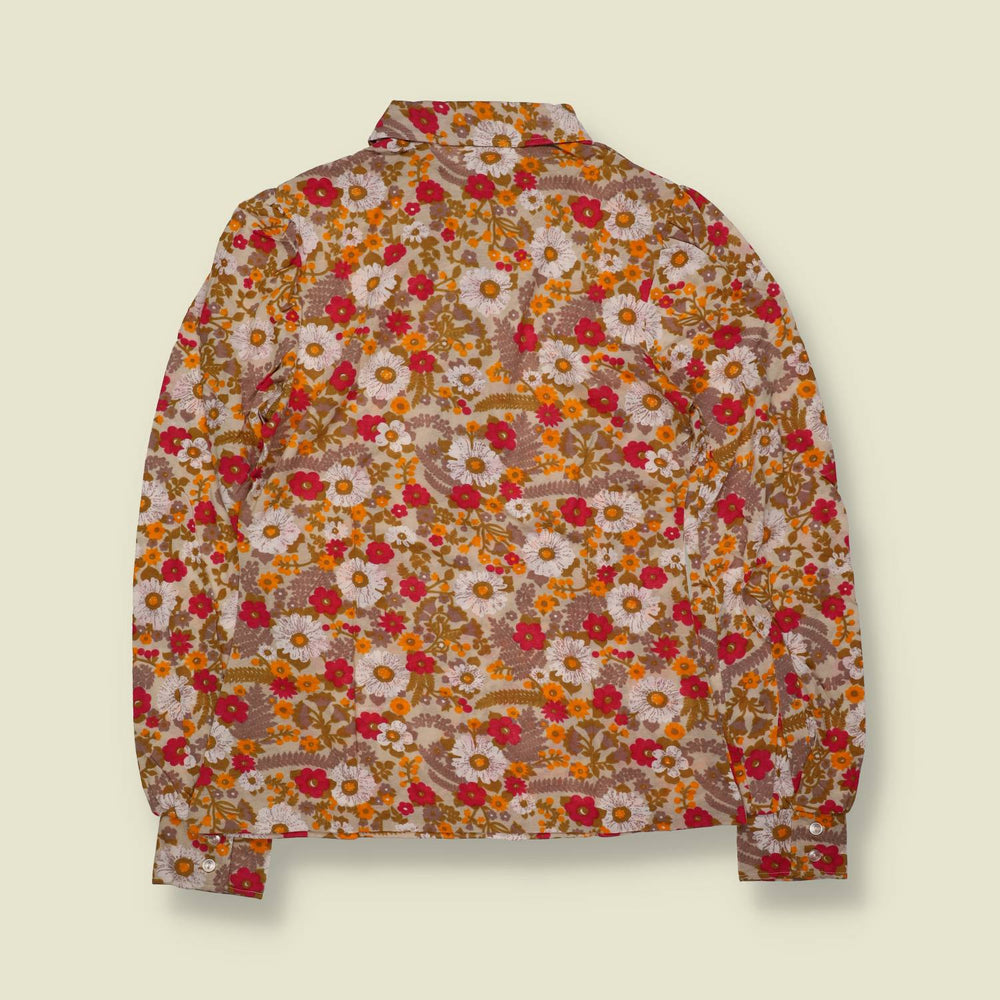 1970s | TGL Sweden | Autumn Floral Print Vincel & Cotton Blouse - Deadstock - 10