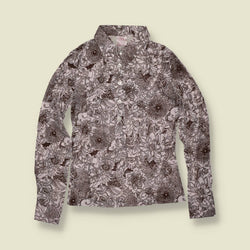 1970s | TGL Sweden | Brown Botanical & Marine Print Vincel & Cotton Blouse - Deadstock - 6