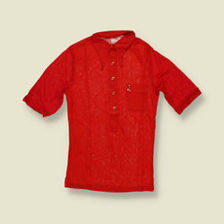 1970s | TGL Sweden | Red Acetate Short Sleeve Blouse - Deadstock - 6
