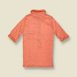 1970s | Coral Ribbed Acetate Pullover Shirt - 4