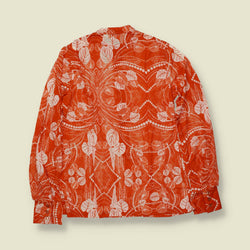 1970s | TGL | Vermillion Botanical Medallion Print Deadstock Blouse - 12