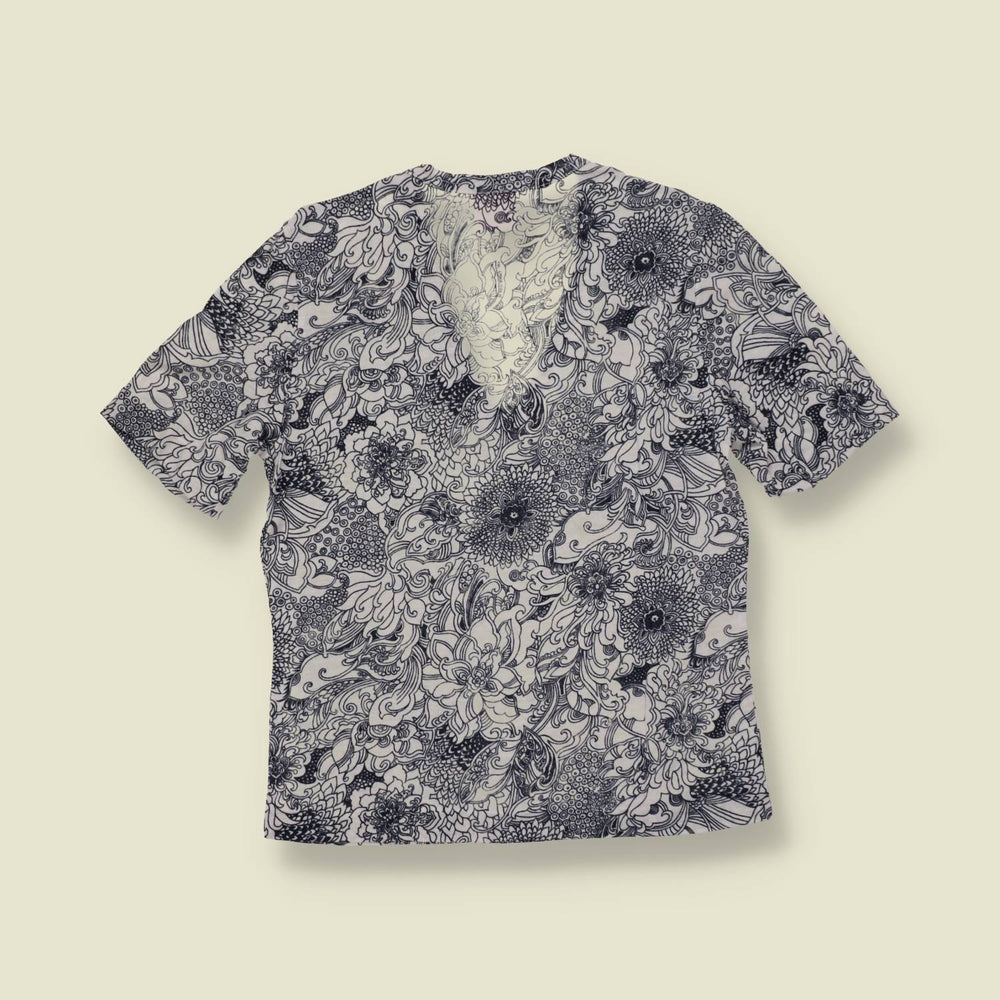 1970s | TGL | Monochrome Floral Print Deadstock Top - 12