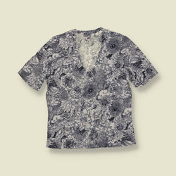 1970s | TGL | Monochrome Floral Print Deadstock Top - 12