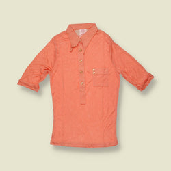 1970s | TGL | Coral Ribbed Acetate Pullover Shirt - 6