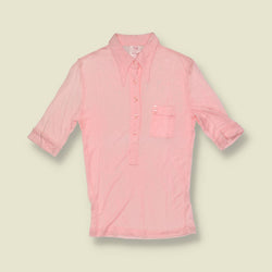 1970s | TGL | Pale Pink Ribbed Acetate Pullover Shirt - 4