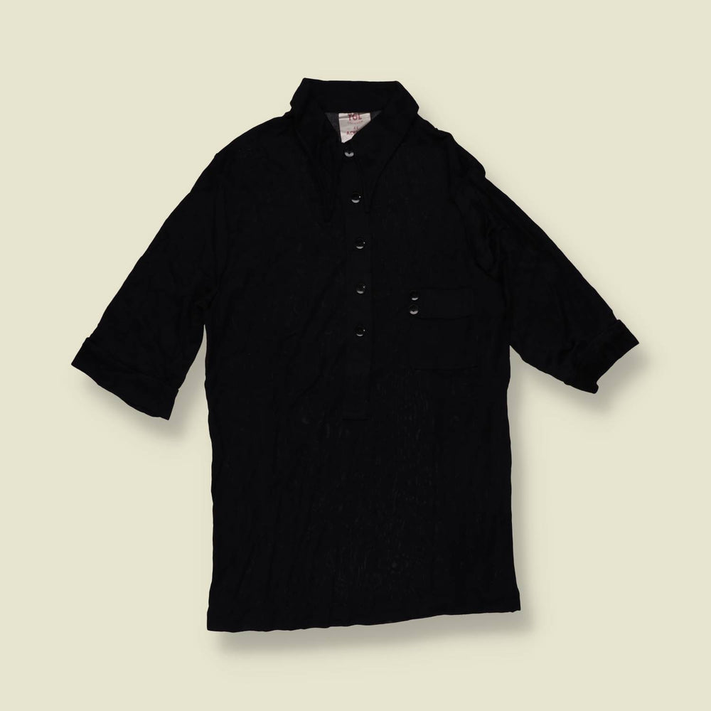 1970s | TGL | Black Ribbed Acetate Pullover Shirt - 6