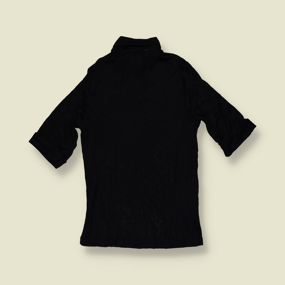 1970s | TGL | Black Ribbed Acetate Pullover Shirt - 6