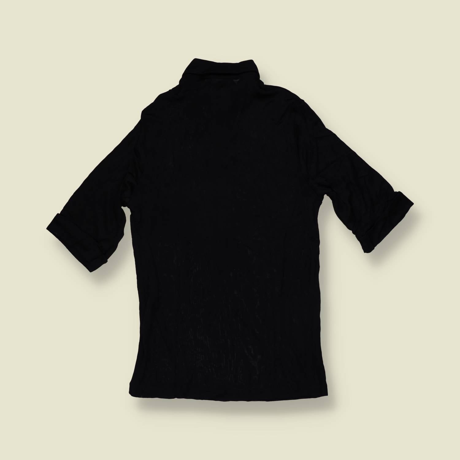 1970s | TGL | Black Ribbed Acetate Pullover Shirt - 6