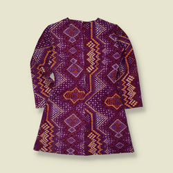 1970s | Purple & Orange Geometric Print Mini Dress - 14