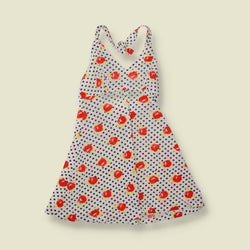 1970s | Polka Dot & Rose Print Mini Dress - 6