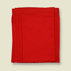 1970s | Red Pleated Poly Blend Mini Skirt - Made in England - w28