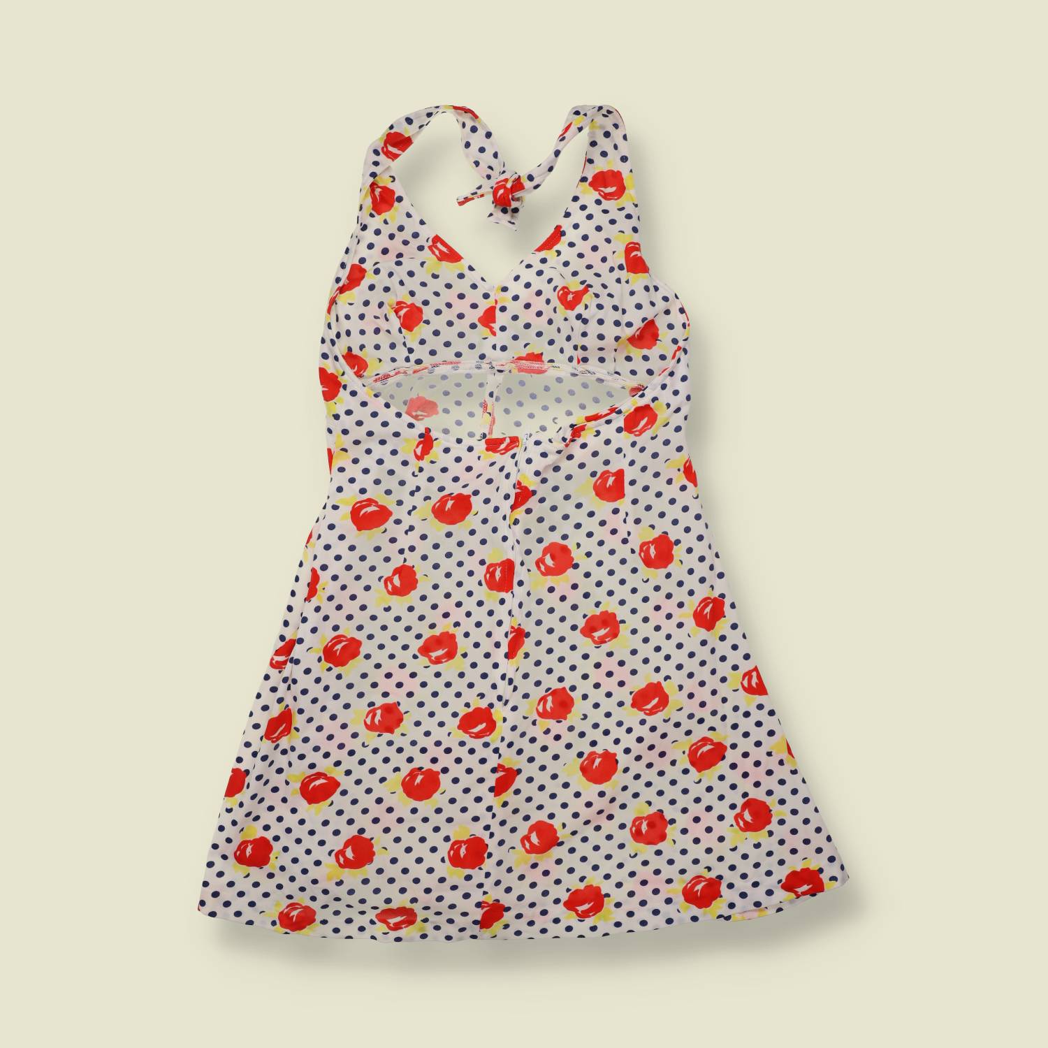 1970s | Polka Dot & Rose Print Mini Dress - 6