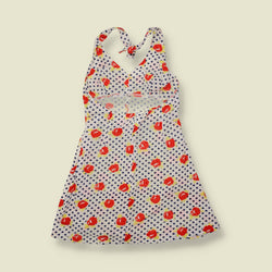 1970s | Polka Dot & Rose Print Mini Dress - 6