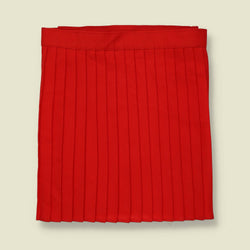 1970s | Red Pleated Poly Blend Mini Skirt - Made in England - w28