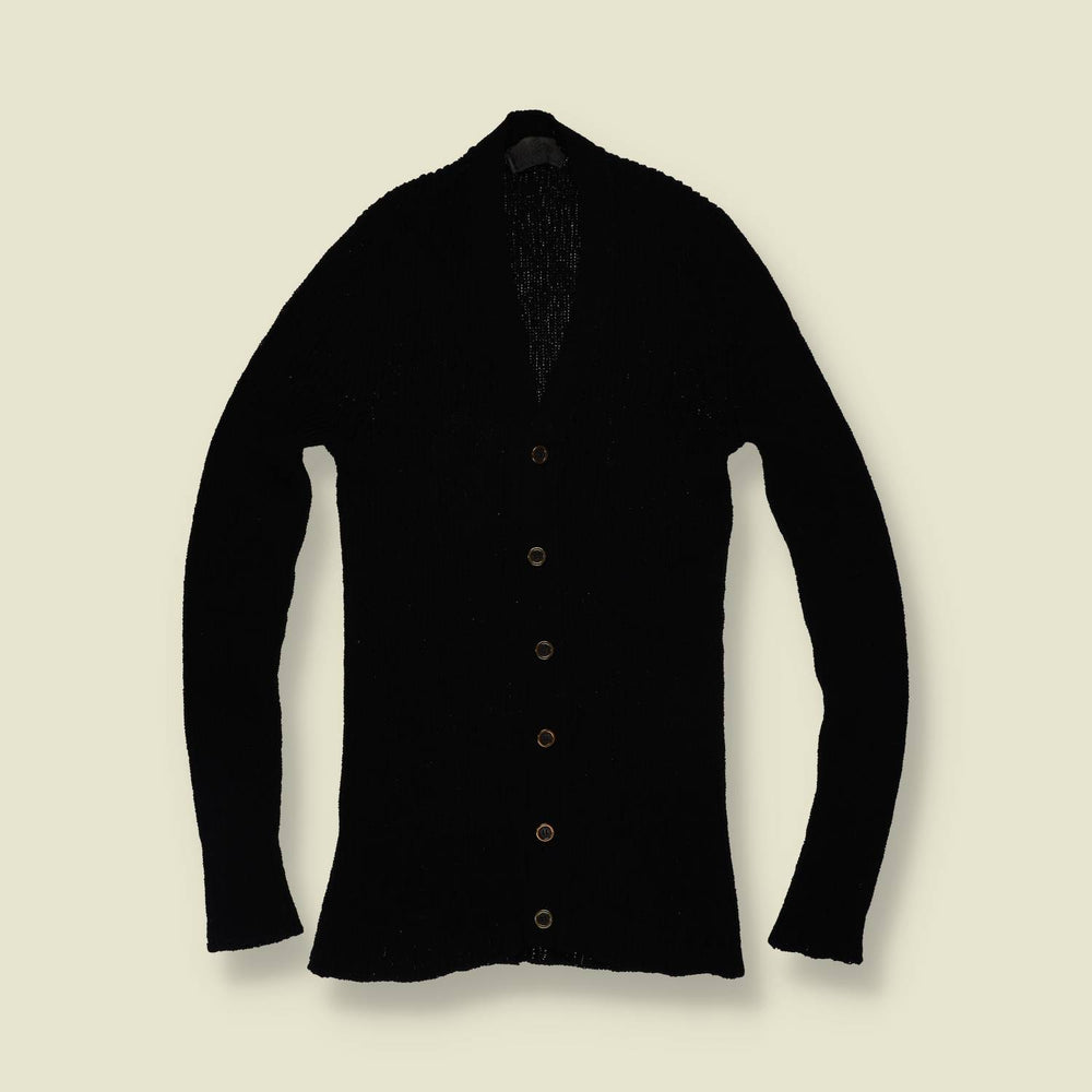 1970s | Black Wool Cardigan - Made in England - 4
