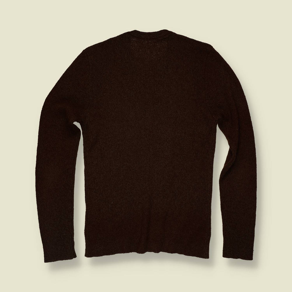 1970s | Dark Brown Ribbed Wool Blend Sweater - 6